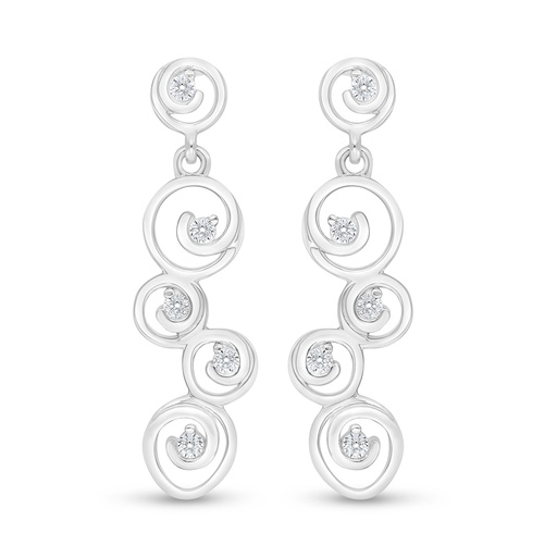 [EAR01WCZ00000D521] Sterling Silver 925 Earring Rhodium Plated Embedded With White Zircon