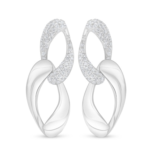 [EAR01WCZ00000D522] Sterling Silver 925 Earring Rhodium Plated Embedded With White Zircon