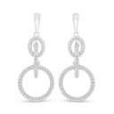 Sterling Silver 925 Earring Rhodium Plated Embedded With White Zircon