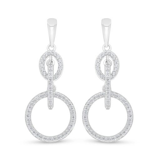 [EAR01WCZ00000D523] Sterling Silver 925 Earring Rhodium Plated Embedded With White Zircon