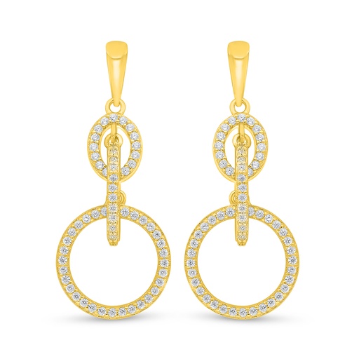 [EAR02WCZ00000D523] Sterling Silver 925 Earring Golden Plated Embedded With White Zircon