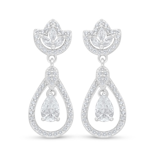 [EAR01WCZ00000D524] Sterling Silver 925 Earring Rhodium Plated Embedded With White Zircon