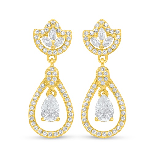 [EAR02WCZ00000D524] Sterling Silver 925 Earring Golden Plated Embedded With White Zircon