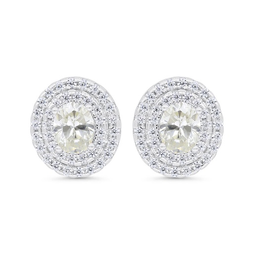 [EAR01CIT00WCZD526] Sterling Silver 925 Earring Rhodium Plated Embedded With Yellow Diamond And White Zircon