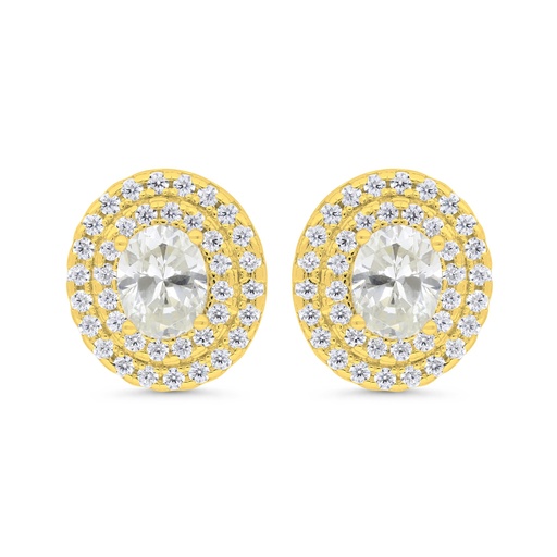 [EAR02CIT00WCZD526] Sterling Silver 925 Earring Golden Plated Embedded With Yellow Diamond And White Zircon