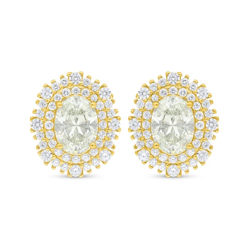 [EAR02CIT00WCZD527] Sterling Silver 925 Earring Golden Plated Embedded With Yellow Diamond And White Zircon