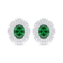 Sterling Silver 925 Earring Rhodium Plated Embedded With Emerald Zircon And White Zircon