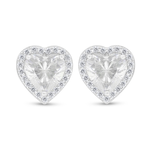 [EAR01WCZ00000D528] Sterling Silver 925 Earring Rhodium Plated Embedded With White Zircon