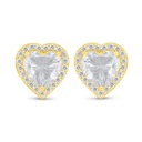 Sterling Silver 925 Earring Golden Plated Embedded With White Zircon