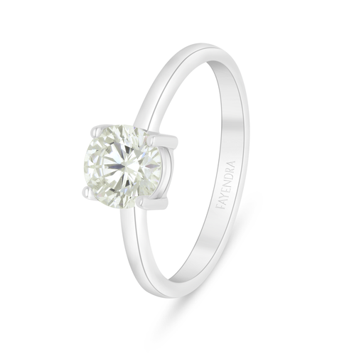 Sterling Silver 925 Ring Rhodium Plated  Embedded With Yellow Diamond And White Zircon