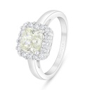 Sterling Silver 925 Ring Rhodium Plated Embedded With Yellow Diamond And White Zircon