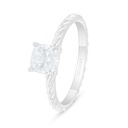 Sterling Silver 925 Ring Rhodium Plated Embedded With White Zircon