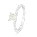 Sterling Silver 925 Ring Rhodium Plated Embedded With Yellow Diamond 