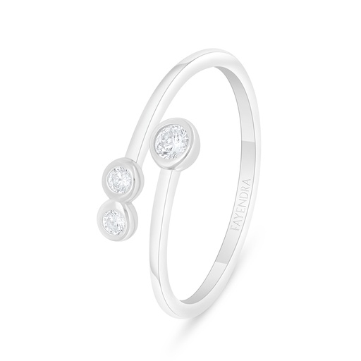 Sterling Silver 925 Ring Rhodium Plated Embedded With White Zircon