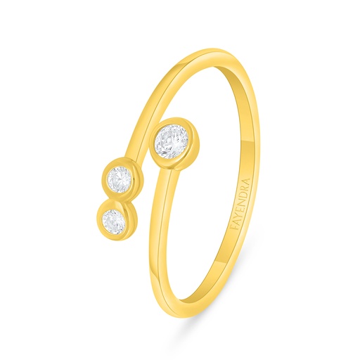 Sterling Silver 925 Ring Golden Plated Embedded With White Zircon