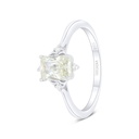 Sterling Silver 925 Ring Rhodium Plated  Embedded With Yellow Diamond And White Zircon