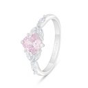 Sterling Silver 925 Ring Rhodium Plated Embedded With Pink Zircon And White Zircon