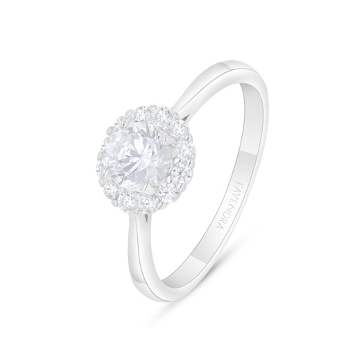 Sterling Silver 925 Ring Rhodium Plated Embedded With White Zircon