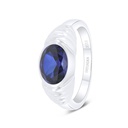 Sterling Silver 925 Ring Rhodium Plated Embedded With Sapphire Corundum 