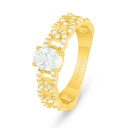 Sterling Silver 925 Ring Golden Plated  Embedded With Yellow Diamond And White Zircon