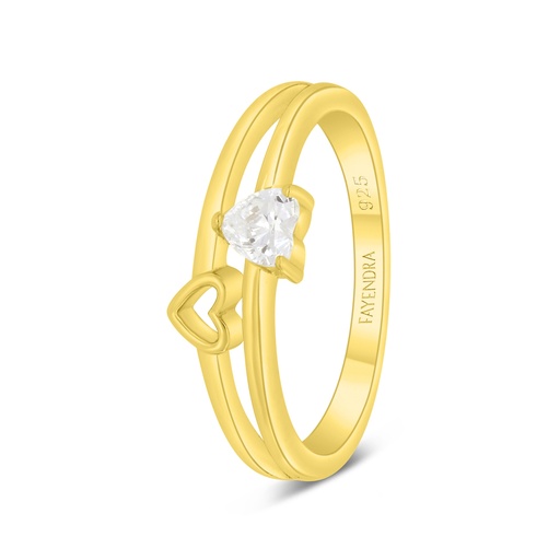 Sterling Silver 925 Ring Golden Plated Embedded With White Zircon