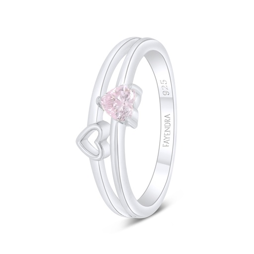 Sterling Silver 925 Ring Rhodium Plated Embedded With Pink Zircon 