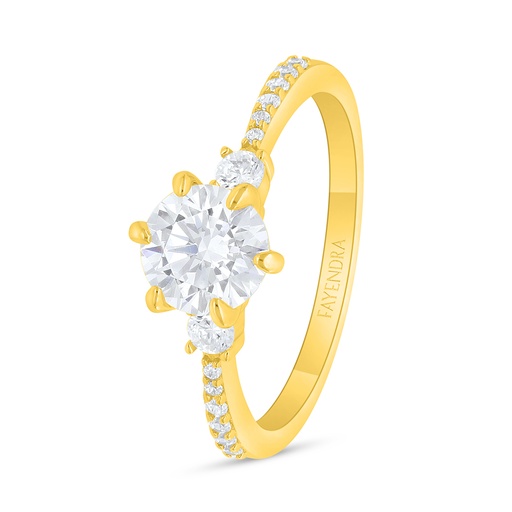 Sterling Silver 925 Ring Golden Plated Embedded With White Zircon