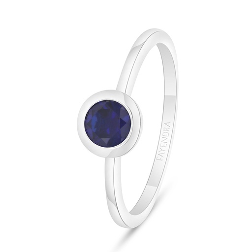 Sterling Silver 925 Ring Rhodium Plated Embedded With Sapphire Corundum 