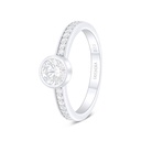 Sterling Silver 925 Ring Rhodium Plated Embedded With White Zircon