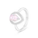 Sterling Silver 925 Ring Rhodium Plated Embedded With Pink Zircon And White Zircon