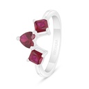 Sterling Silver 925 Ring Rhodium Plated Embedded With Ruby Corundum 