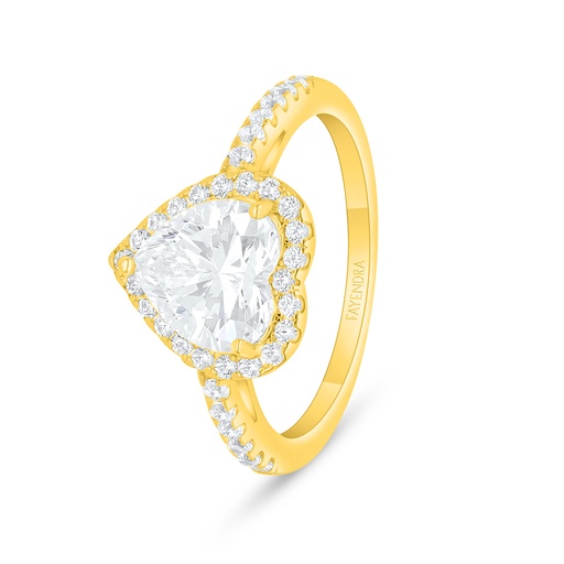 Sterling Silver 925 Ring Golden Plated Embedded With White Zircon