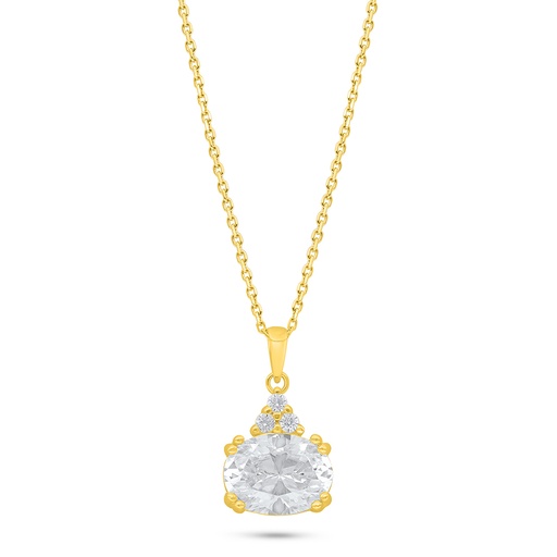 [NCL02WCZ00000C426] Sterling Silver 925 Necklace Golden Plated Embedded With White Zircon
