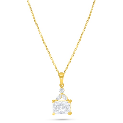 [NCL02WCZ00000C427] Sterling Silver 925 Necklace Golden Plated Embedded With White Zircon