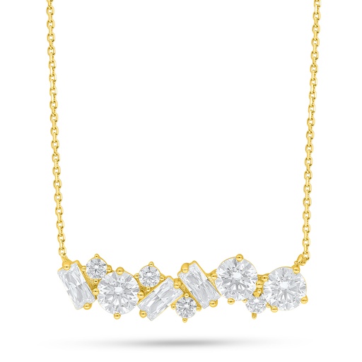 [NCL02WCZ00000C435] Sterling Silver 925 Necklace Golden Plated Embedded With White Zircon