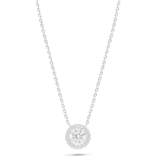 [NCL01WCZ00000C555] Sterling Silver 925 Necklace Rhodium Plated Embedded With White Zircon