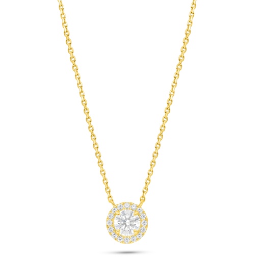 [NCL02WCZ00000C555] Sterling Silver 925 Necklace Golden Plated Embedded With White Zircon