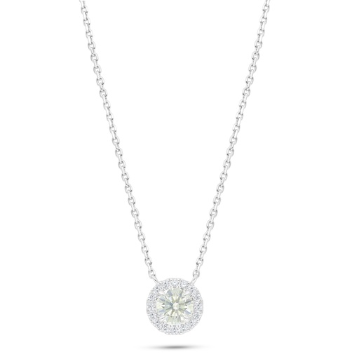 [NCL01CIT00WCZC555] Sterling Silver 925 Necklace Rhodium Plated Embedded With Yellow Diamond