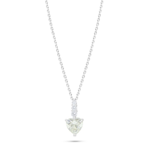 [NCL01CIT00WCZC521] Sterling Silver 925 Necklace Rhodium Plated Embedded With Yellow Diamond