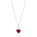 Sterling Silver 925 Necklace Rhodium Plated Embedded With Ruby Corundum 