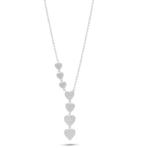 [NCL01WCZ00000C527] Sterling Silver 925 Necklace Rhodium Plated Embedded With White Zircon