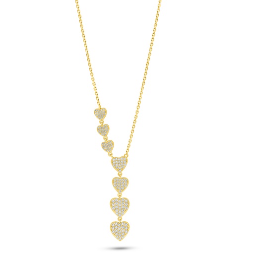 [NCL02WCZ00000C527] Sterling Silver 925 Necklace Golden Plated Embedded With White Zircon