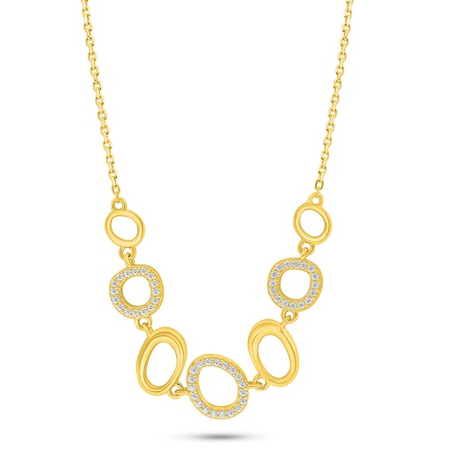 [NCL02WCZ00000C528] Sterling Silver 925 Necklace Golden Plated Embedded With White Zircon