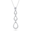 Sterling Silver 925 Necklace Rhodium Plated Embedded With White Zircon