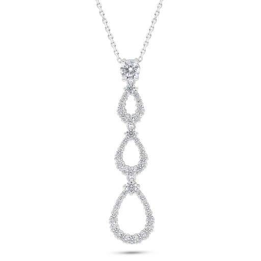 [NCL01WCZ00000C531] Sterling Silver 925 Necklace Rhodium Plated Embedded With White Zircon