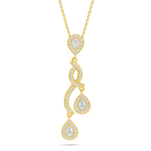 [NCL02WCZ00000C534] Sterling Silver 925 Necklace Golden Plated Embedded With White Zircon