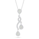 Sterling Silver 925 Necklace Rhodium Plated Embedded With Yellow Diamond And White Zircon