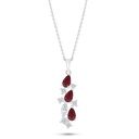 Sterling Silver 925 Necklace Rhodium Plated Embedded With Ruby Corundum And White Zircon