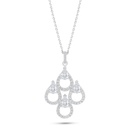 Sterling Silver 925 Necklace Rhodium Plated Embedded With White Zircon