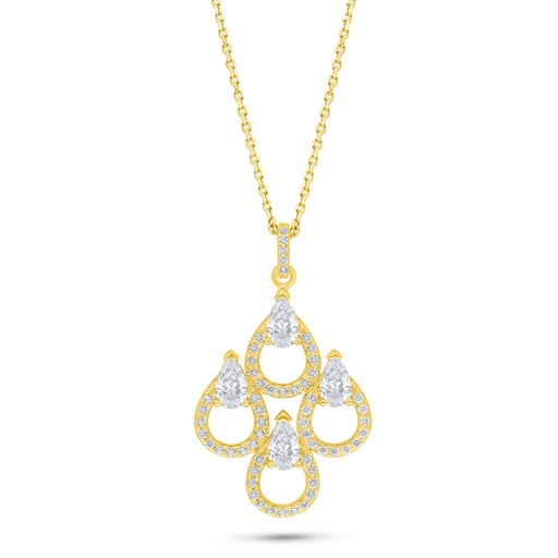 [NCL02WCZ00000C537] Sterling Silver 925 Necklace Golden Plated Embedded With White Zircon